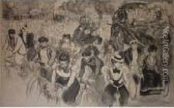 Les Cyclistes Oil Painting - Theophile Alexandre Steinlen