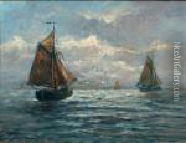 Vissersboten Op Zee Oil Painting - Romain Steppe