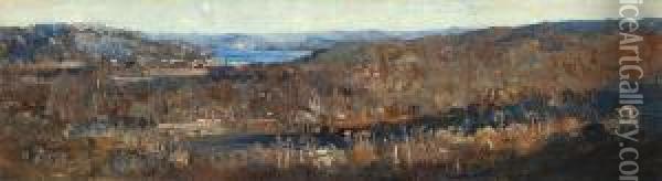 The Hillside Oil Painting - Arthur Ernest Streeton