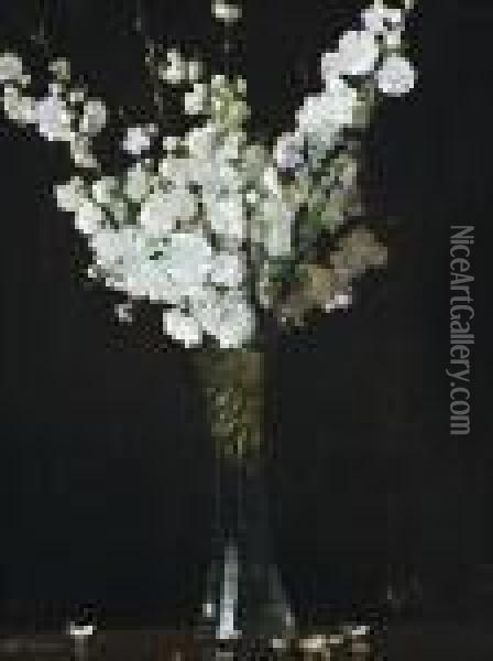 Apple Blossoms In A Vase Oil Painting - Arthur Ernest Streeton