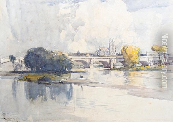River Scene Oil Painting - Arthur Ernest Streeton
