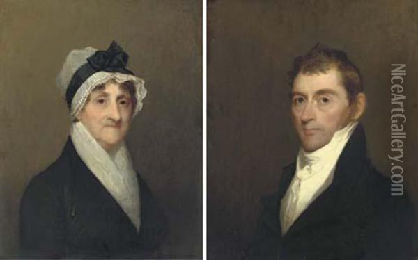 Portrait Of Nathan Bond; And Portrait Of Mrs. Nathan Bond: A Pairof Works Oil Painting - Gilbert Stuart