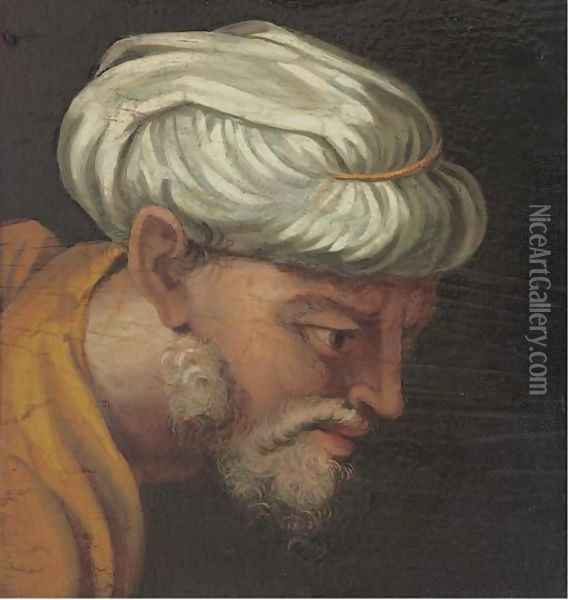 Head of a North African Oil Painting - Italian School