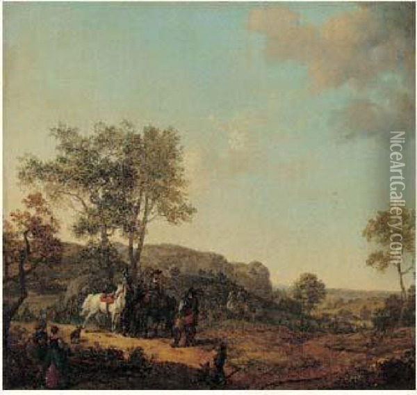 Halte De Cavaliers Sur Un Chemin Oil Painting - Joseph Swebach-Desfontaines