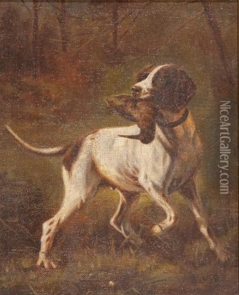 Pointer With Woodcock Oil Painting - Arthur Fitzwilliam Tait