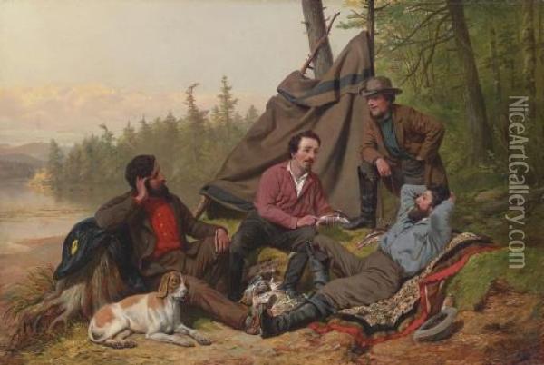 In The Woods: Taking It Easy Oil Painting - Arthur Fitzwilliam Tait