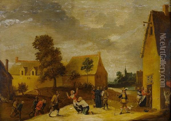 Militia Sacking A Village Oil Painting - David The Younger Teniers