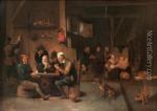 Cardgame At The Inn Oil Painting - David The Younger Teniers