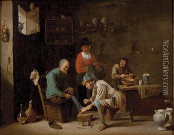 Le Medecin Du Village Oil Painting - David The Younger Teniers