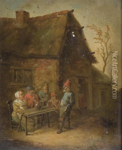 A Village Inn With Peasants Seated At A Table Oil Painting - David The Younger Teniers