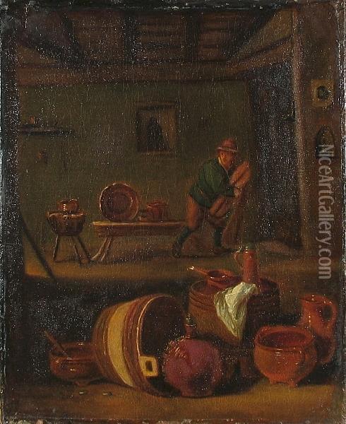 An Interior Scene Of A Tavern Oil Painting - David The Younger Teniers