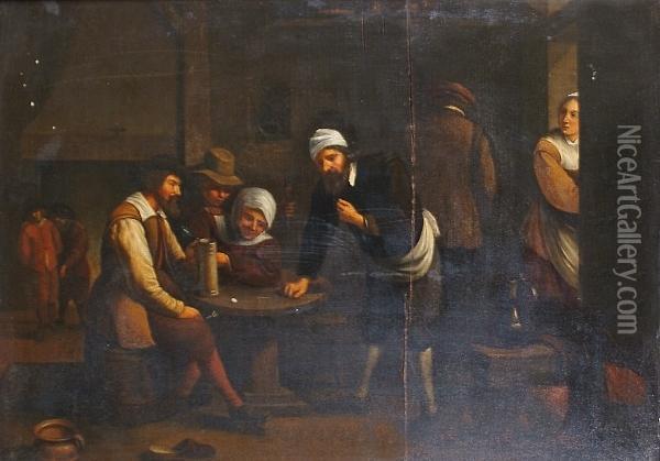 A Tavern Interior Oil Painting - David The Younger Teniers