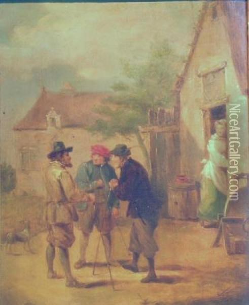 Idle Gossip Oil Painting - David The Younger Teniers