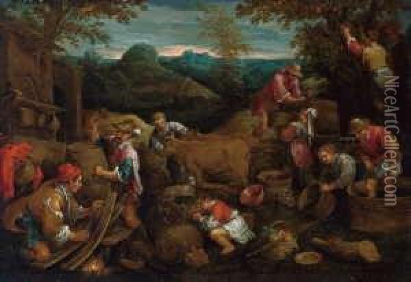 Allegorie Des Herbstes (nach J. Bassano). Oil Painting - David The Younger Teniers