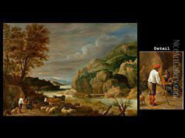 Landschaft Mit Hirten Oil Painting - David The Younger Teniers