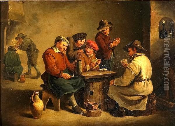 The Card Players Oil Painting - David The Younger Teniers