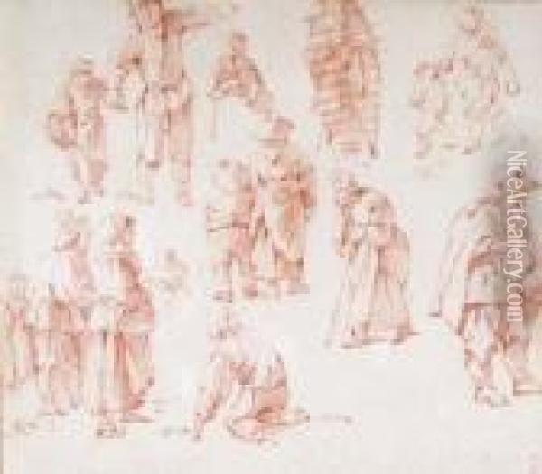 Studies Of Peasants Oil Painting - David The Younger Teniers