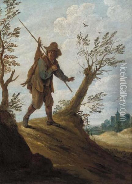 A Landscape With A Hunter Returning With His Game Oil Painting - David The Younger Teniers