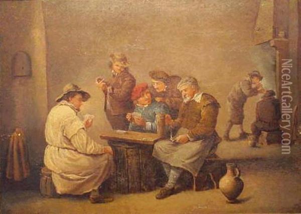 Tavern Scene Oil Painting - David The Younger Teniers