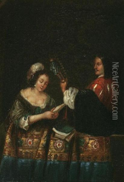 Music Making Oil Painting - Gerard Terborch