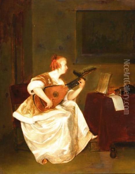 The Lute Player Oil Painting - Gerard Terborch