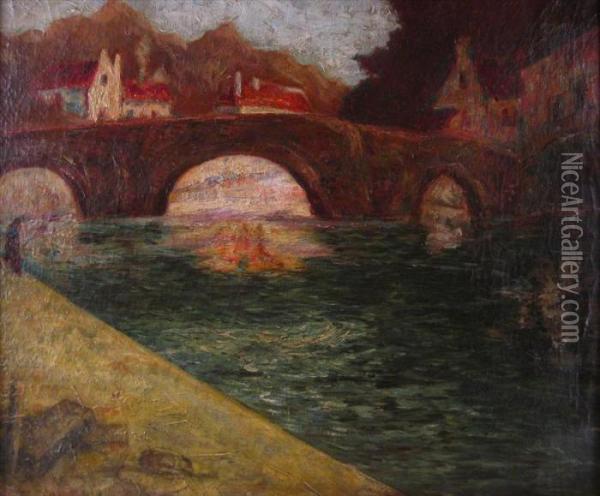 Bridge Overriver Oil Painting - Fritz Thaulow