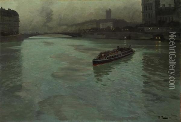 On The Seine, Paris Oil Painting - Fritz Thaulow