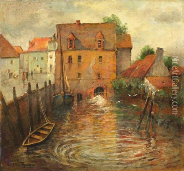 Stadtkanal Oil Painting - Fritz Thaulow