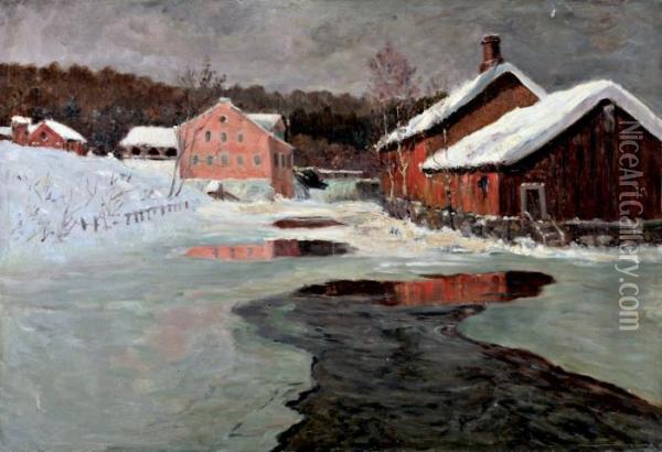 Paysage Enneige Oil Painting - Fritz Thaulow