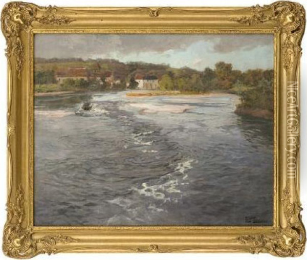 The River Dordogne Atbeaulieu Oil Painting - Fritz Thaulow