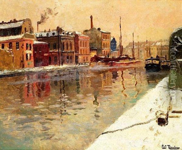 Le Canal St. Martin, Circa 1906 Oil Painting - Fritz Thaulow