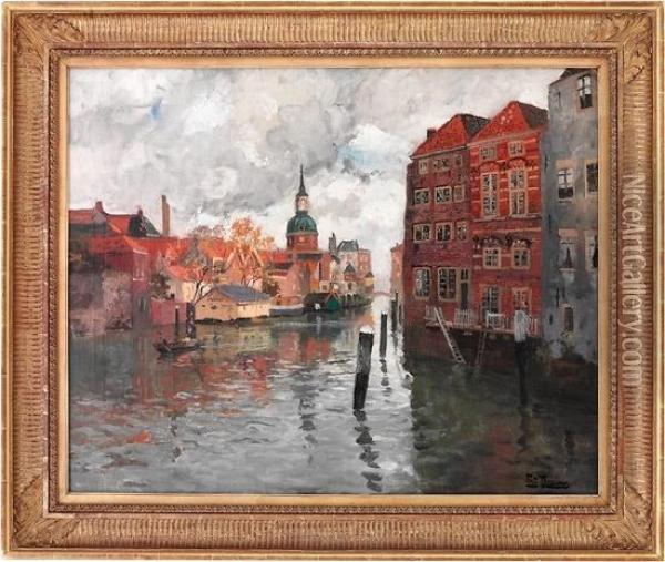 Gamle Hus I Dordrecht Oil Painting - Fritz Thaulow