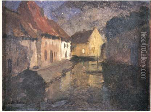 Nuit Sur Le Village Oil Painting - Fritz Thaulow