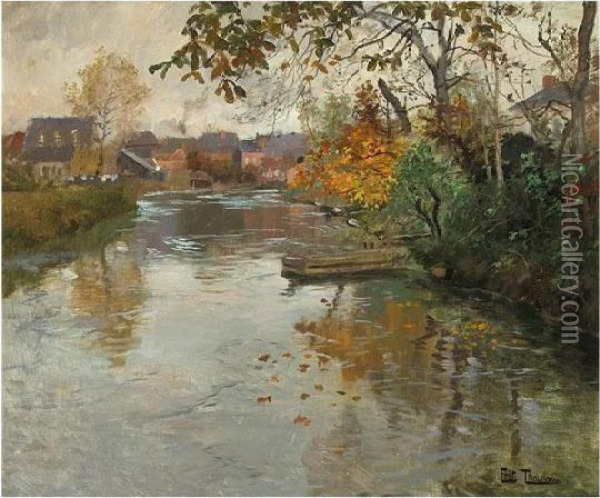 River Landscape Oil Painting - Fritz Thaulow