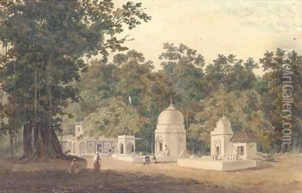 An Indian settlement at the edge of a jungle Oil Painting - Indian School
