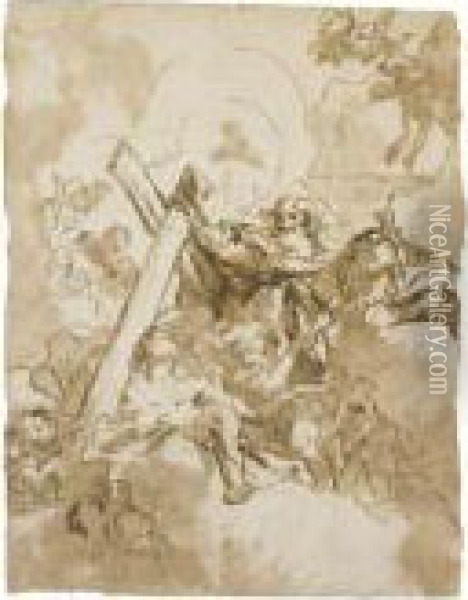 Christ Received Into Heaven Oil Painting - Giovanni Domenico Tiepolo