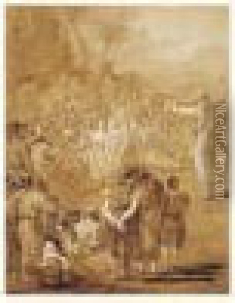 Le Christ Prechant Dans Le Desert Sur La Montagne Oil Painting - Giovanni Domenico Tiepolo