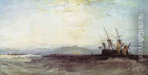 A Ship Aground Oil Painting - Joseph Mallord William Turner