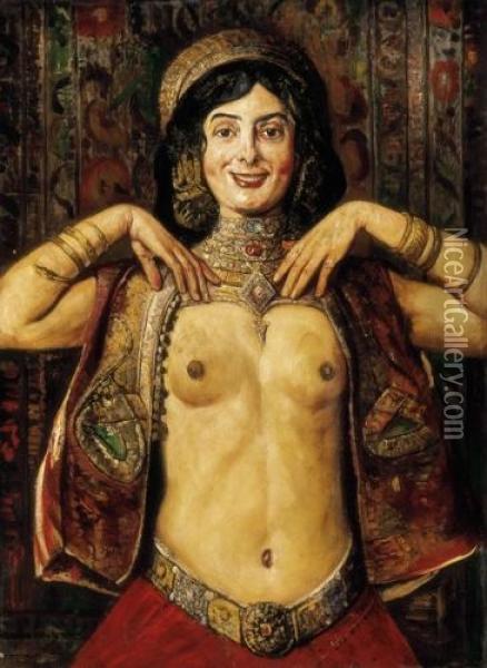 Harem Lady Oil Painting - Gyula Tornai