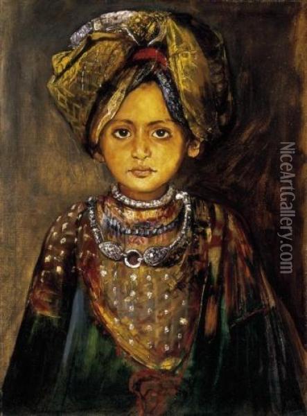 The Small Maharaja Oil Painting - Gyula Tornai