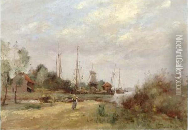 Paysage Hollandais Oil Painting - Paul Trouillebert