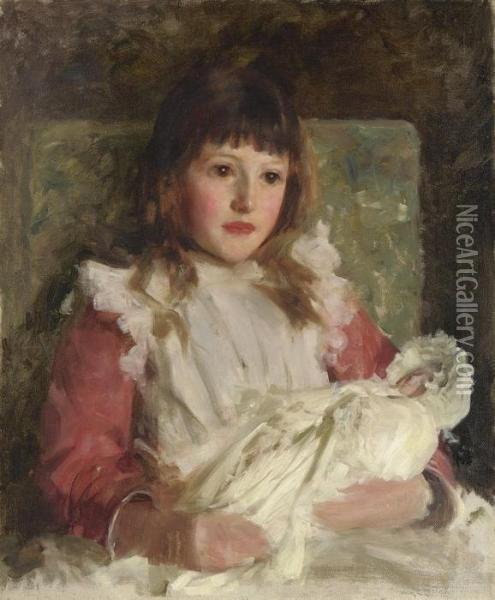Portrait Study Of Molly Dalrymple Oil Painting - Henry Scott Tuke