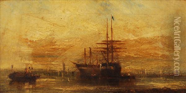 William Turner Ships Atanchor Oil Painting - Joseph Mallord William Turner