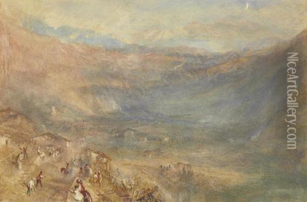 The Brunig Pass From Meringen, Switzerland Oil Painting - Joseph Mallord William Turner