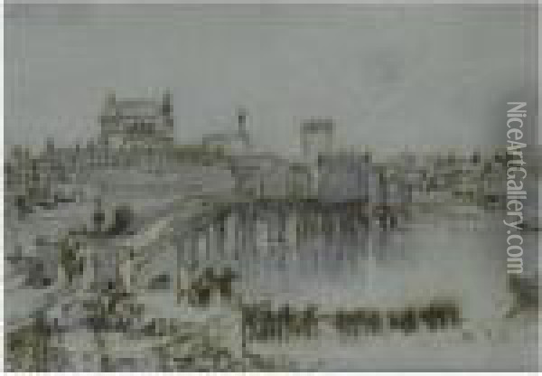 The Bridge At Vernon, From Vernonnet Oil Painting - Joseph Mallord William Turner