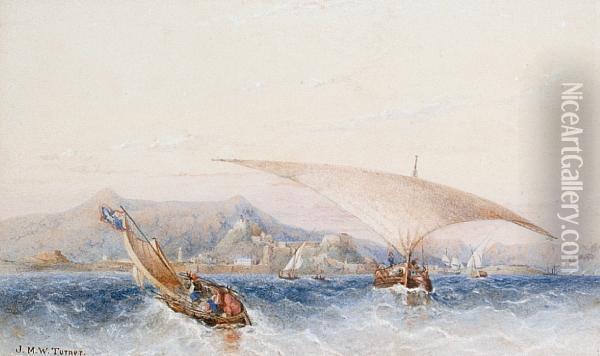 Sailing Vessels Off A Coastline Oil Painting - Joseph Mallord William Turner