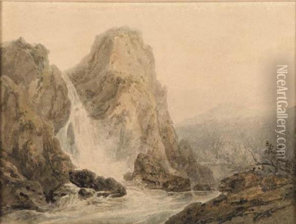 A Waterfall Oil Painting - Joseph Mallord William Turner