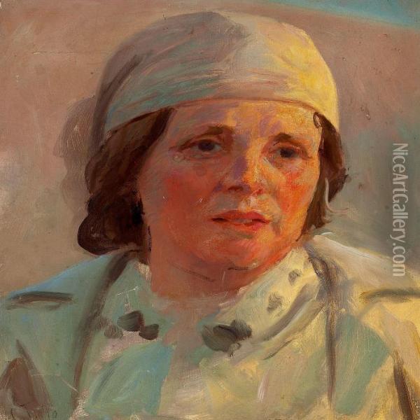 The Artist's Wife,frederikke Tuxen Oil Painting - Laurits Regner Tuxen