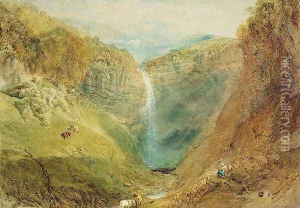 Hardraw Fall, Yorkshire, c.1820 Oil Painting - Joseph Mallord William Turner