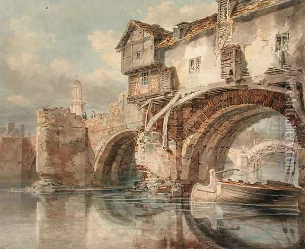 Old Welsh Bridge, Shrewsbury, 1794 Oil Painting - Joseph Mallord William Turner
